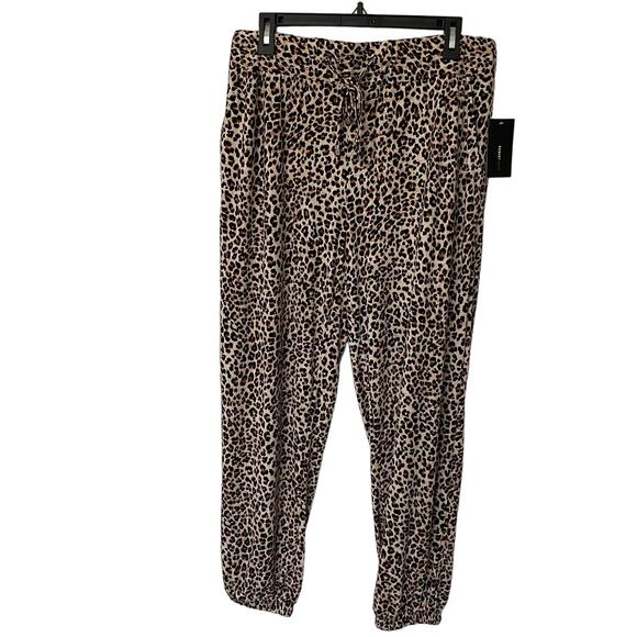 Robert Louis NWT Womens Large Leopard Print High Rise Jogger Pants - Picture 1 of 10
